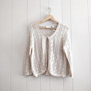 VTG 90's Beige Pointelle Knit Sweater